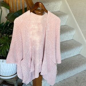 Earthbound Trading Co Pink Chenille Kimono Poncho Cocoon